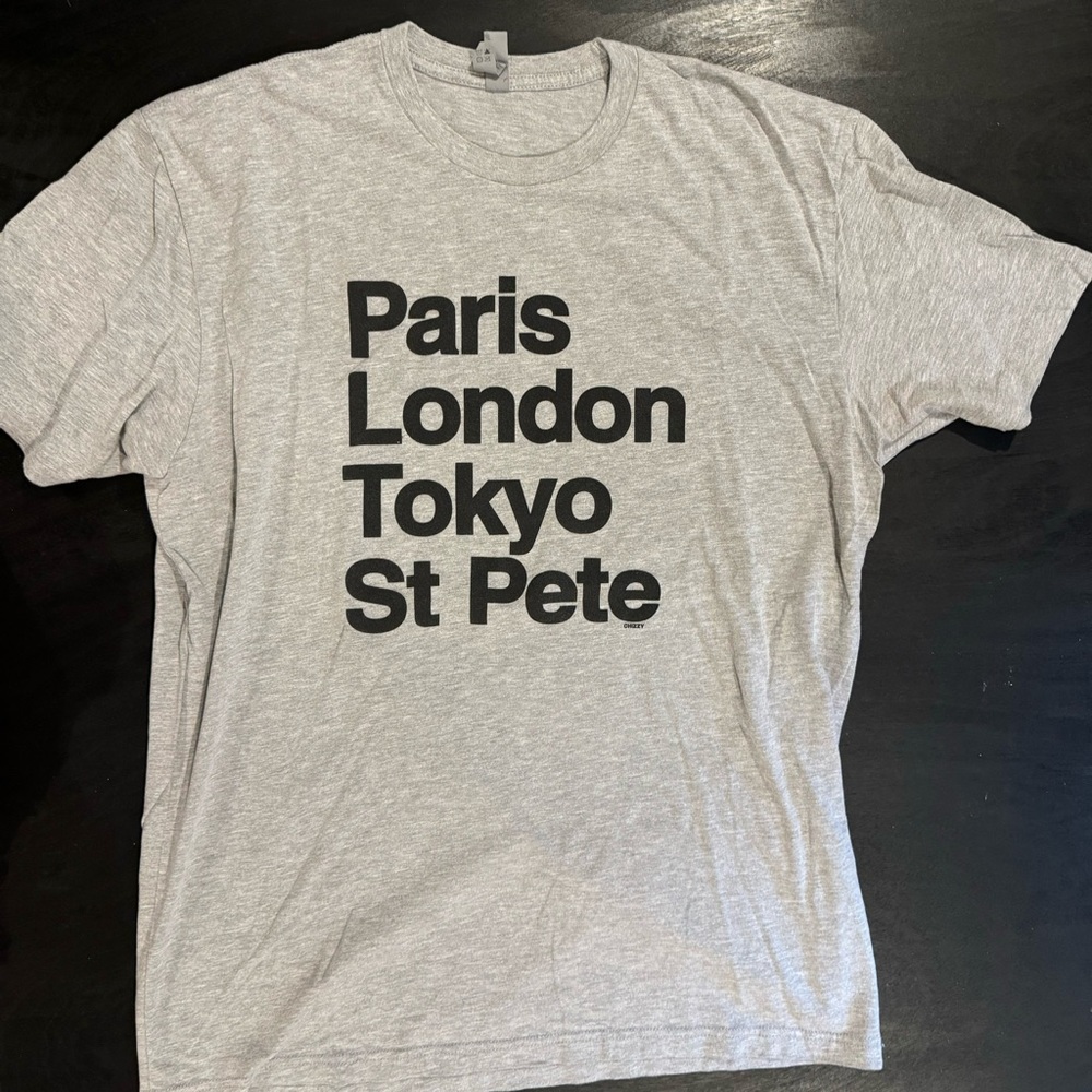 Next Level Apparel Gray Paris London Tokyo St Pete City Graphic Tee